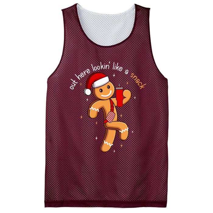 Out Here Looking Like A Snack Funny Boujee Xmas Gingerbread Mesh Reversible Basketball Jersey Tank