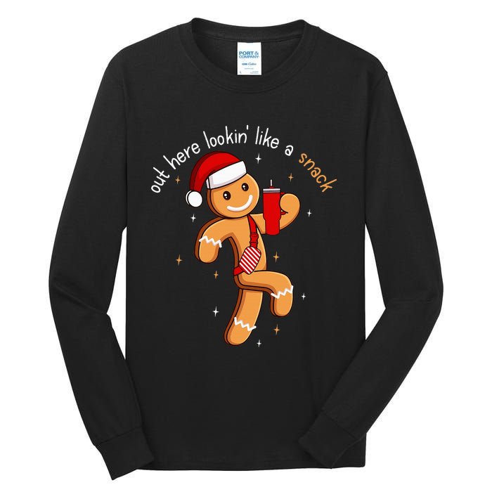 Out Here Looking Like A Snack Boujee Xmas Gingerbread Tall Long Sleeve T-Shirt