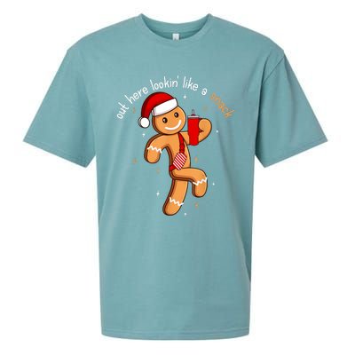 Out Here Looking Like A Snack Funny Boujee Xmas Gingerbread Sueded Cloud Jersey T-Shirt