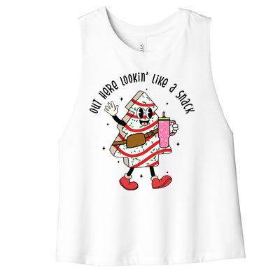 Out Here Lookin Like A Snack Christmas Funny Women's Racerback Cropped Tank