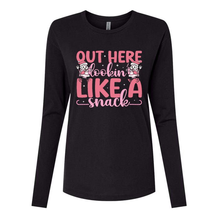 Out Here Looking Like A Snack Boujee Christmas Tree Cake Womens Cotton Relaxed Long Sleeve T-Shirt