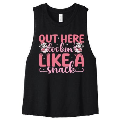 Out Here Looking Like A Snack Boujee Christmas Tree Cake Women's Racerback Cropped Tank