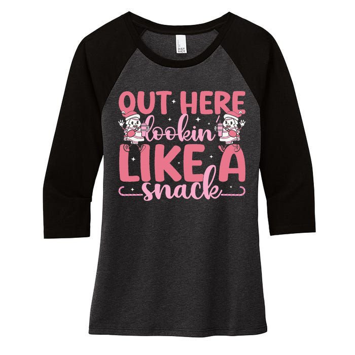 Out Here Looking Like A Snack Boujee Christmas Tree Cake Women's Tri-Blend 3/4-Sleeve Raglan Shirt