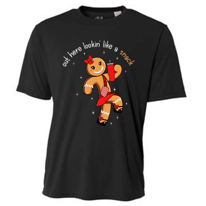 Out Here Looking Like A Snack Funny Boujee Xmas Gingerbread Cooling Performance Crew T-Shirt