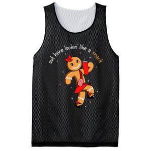 Out Here Looking Like A Snack Funny Boujee Xmas Gingerbread Mesh Reversible Basketball Jersey Tank