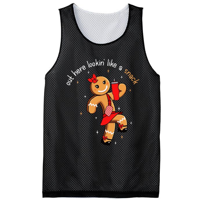 Out Here Looking Like A Snack Funny Boujee Xmas Gingerbread Mesh Reversible Basketball Jersey Tank