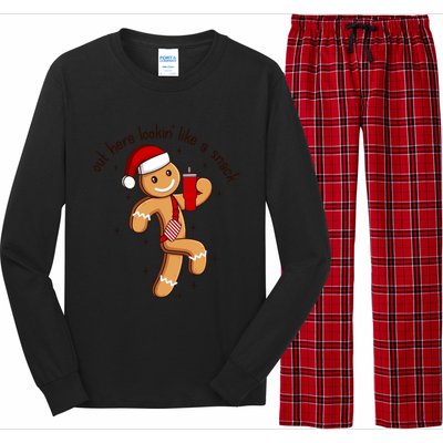 Out Here Lookin Like A Snack Boojee Gingerbread Christmas Funny Gift Long Sleeve Pajama Set