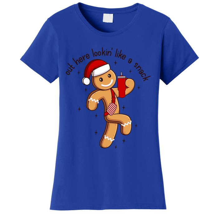 Out Here Lookin Like A Snack Boojee Gingerbread Christmas Funny Gift Women's T-Shirt