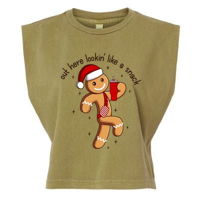 Out Here Lookin Like A Snack Boojee Gingerbread Christmas Funny Gift Garment-Dyed Women's Muscle Tee