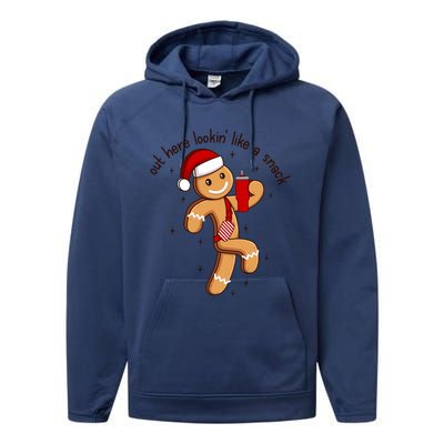 Out Here Lookin Like A Snack Boojee Gingerbread Christmas Funny Gift Performance Fleece Hoodie