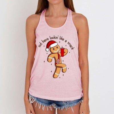 Out Here Lookin Like A Snack Boojee Gingerbread Christmas Funny Gift Women's Knotted Racerback Tank