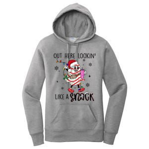 Out Here Lookin Like A Snack Funny Christmas Santa Tree Cake Cool Gift Women's Pullover Hoodie