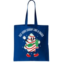 Out Here Looking Like A Snack Christmas Tree Cake Cute Gift Tote Bag