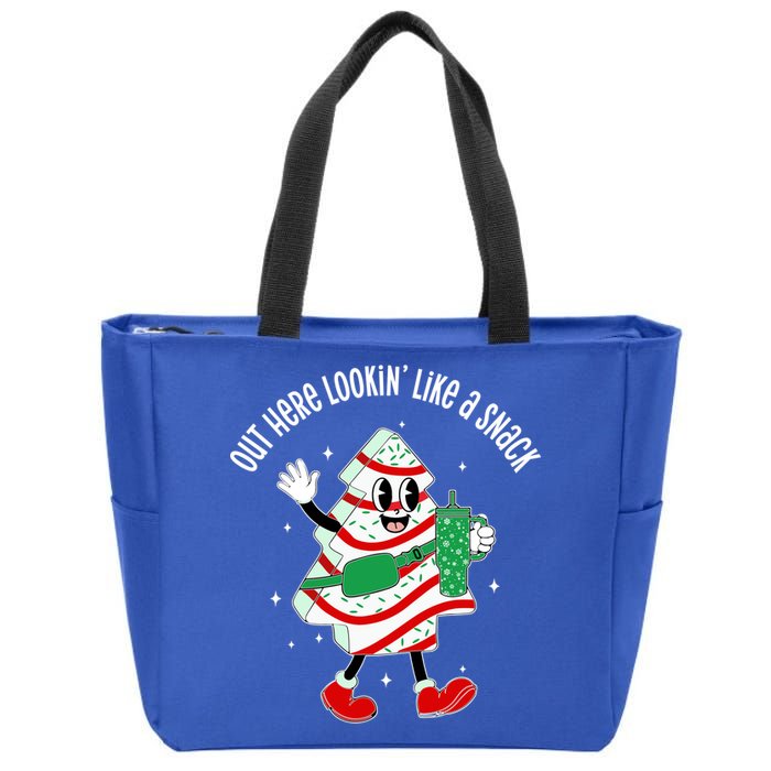 Out Here Looking Like A Snack Christmas Tree Cake Cute Gift Zip Tote Bag