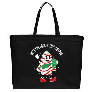 Out Here Looking Like A Snack Christmas Tree Cake Cute Gift Cotton Canvas Jumbo Tote