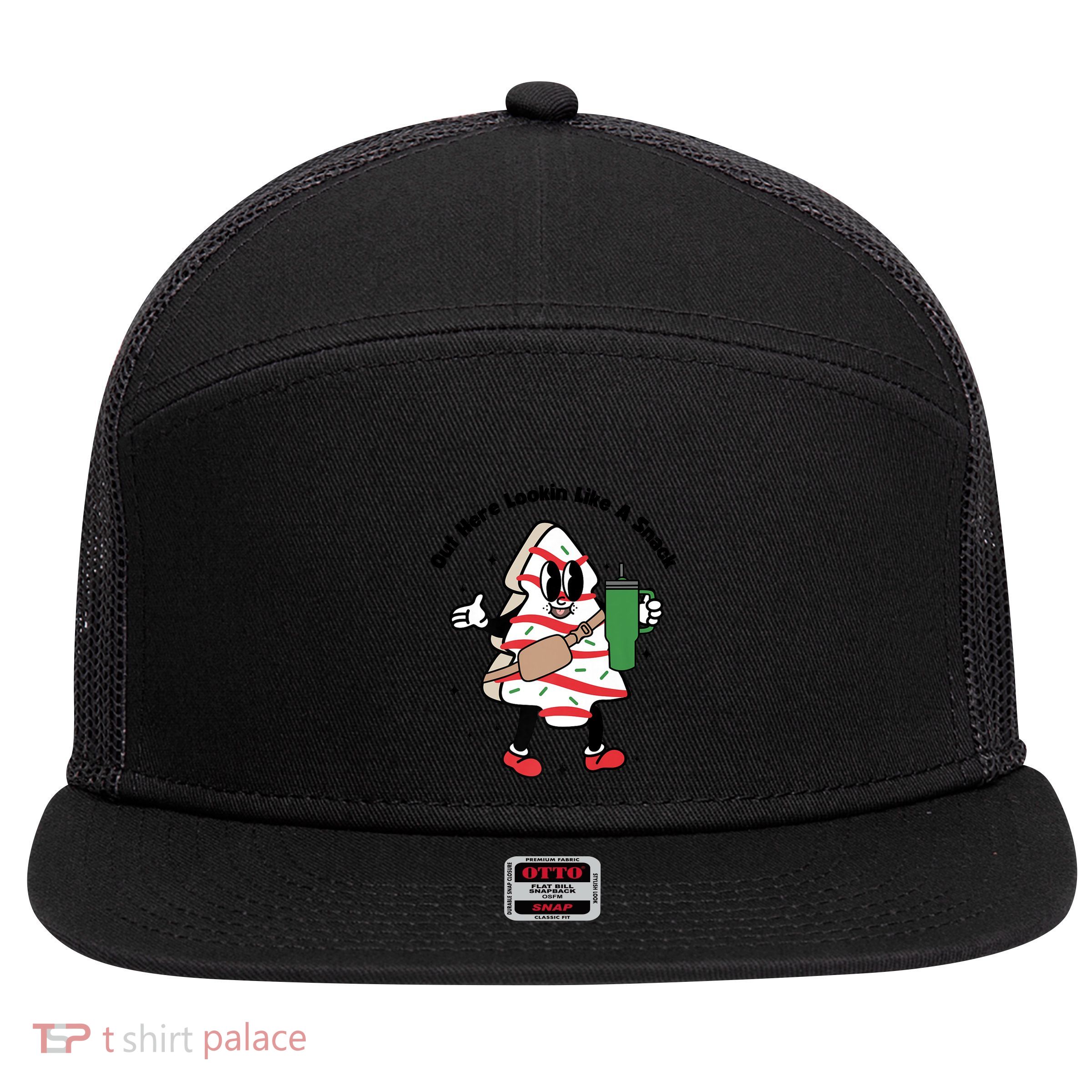 Out Here Lookin Like A Snack Christmas 7 Panel Mesh Trucker Snapback Hat