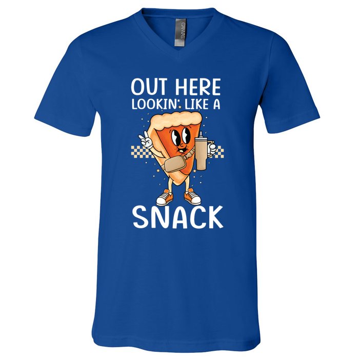 Out Here Lookin Like A Snack Pumpkin Pie Thanksgiving Gift V-Neck T-Shirt