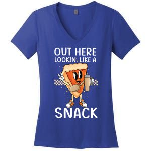 Out Here Lookin Like A Snack Pumpkin Pie Thanksgiving Gift Women's V-Neck T-Shirt