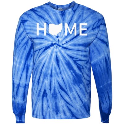 Ohio Home Love U.S. State Outline Silhouette Tie-Dye Long Sleeve Shirt