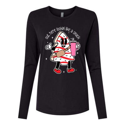 Out Here Looking Like A Snack Cute Boo Jee Xmas Trees Cakes Womens Cotton Relaxed Long Sleeve T-Shirt