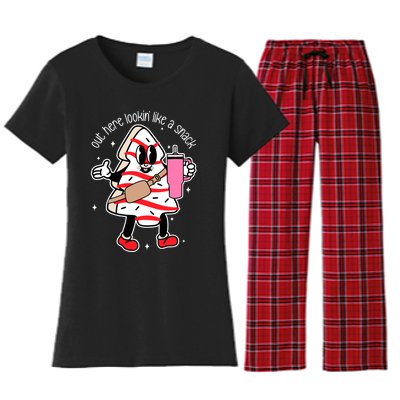 Out Here Looking Like A Snack Cute Boo Jee Xmas Trees Cakes Women's Flannel Pajama Set