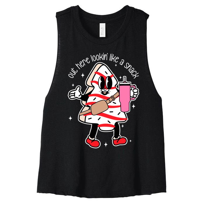 Out Here Looking Like A Snack Cute Boo Jee Xmas Trees Cakes Women's Racerback Cropped Tank