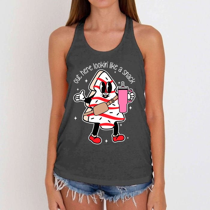 Out Here Looking Like A Snack Cute Boo Jee Xmas Trees Cakes Women's Knotted Racerback Tank