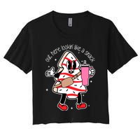 Out Here Looking Like A Snack Cute Boo Jee Xmas Trees Cakes Women's Crop Top Tee