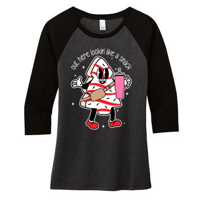 Out Here Looking Like A Snack Cute Boo Jee Xmas Trees Cakes Women's Tri-Blend 3/4-Sleeve Raglan Shirt