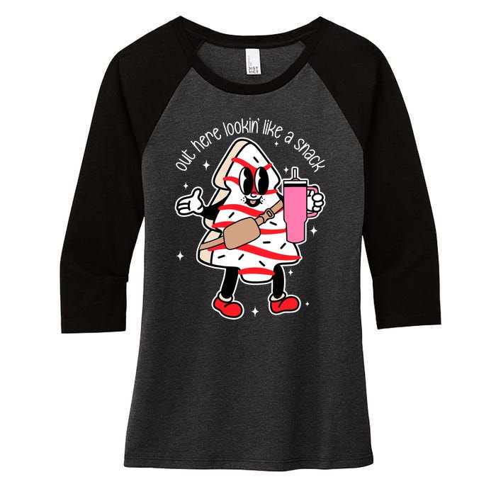 Out Here Looking Like A Snack Cute Boo Jee Xmas Trees Cakes Women's Tri-Blend 3/4-Sleeve Raglan Shirt