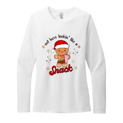 Out Here Lookin Like A Snack Funny Christmas Gingerbread Womens CVC Long Sleeve Shirt