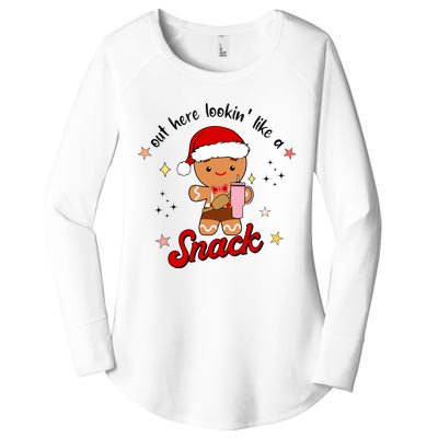 Out Here Lookin Like A Snack Funny Christmas Gingerbread Women's Perfect Tri Tunic Long Sleeve Shirt