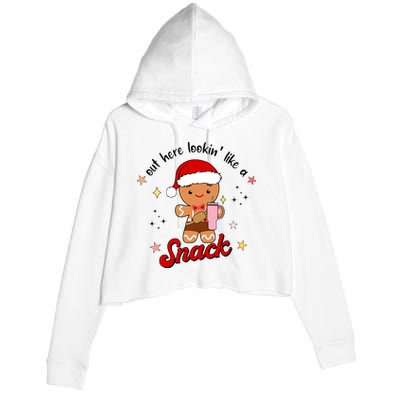 Out Here Lookin Like A Snack Funny Christmas Gingerbread Crop Fleece Hoodie