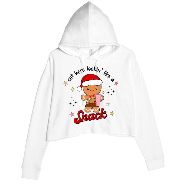 Out Here Lookin Like A Snack Funny Christmas Gingerbread Crop Fleece Hoodie