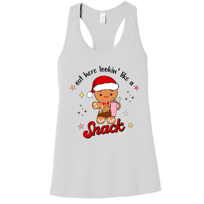 Out Here Lookin Like A Snack Funny Christmas Gingerbread Women's Racerback Tank