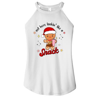 Out Here Lookin Like A Snack Funny Christmas Gingerbread Women's Perfect Tri Rocker Tank