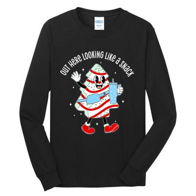 Out Here Looking Like A Snack Christmas Tree Cake Tall Long Sleeve T-Shirt