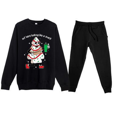 Out Here Looking Like A Snack Boo Jee Christmas Tree Cake  Premium Crewneck Sweatsuit Set