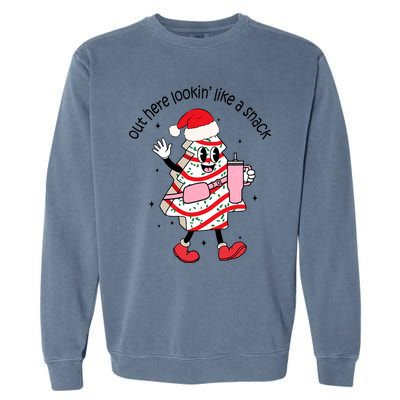 Out Here Lookin Like A Snack Boojee Christmas Tree Cake Cool Gift Garment-Dyed Sweatshirt