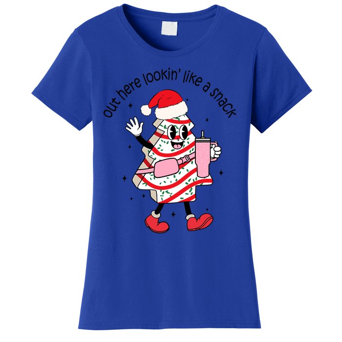 Out Here Lookin Like A Snack Boojee Christmas Tree Cake Cool Gift Women's T-Shirt