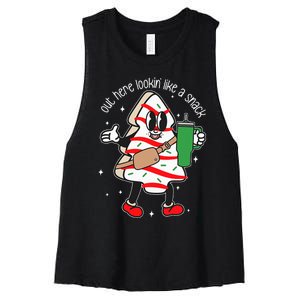 Out Here Looking Like A Snack Cute Boo Jee Christmas Trees  Women's Racerback Cropped Tank