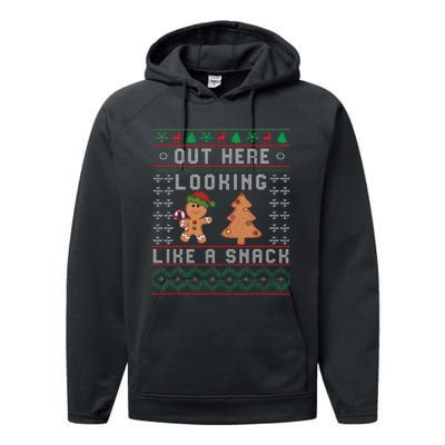 Out Here Looking Like A Snack Funny Christmas Cookie   Performance Fleece Hoodie