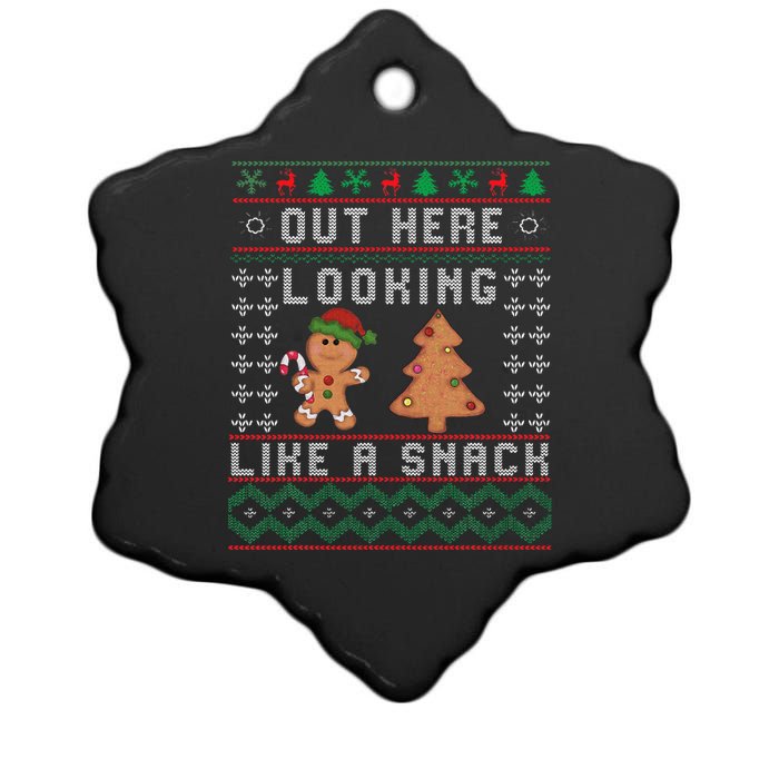 Out Here Looking Like A Snack Funny Christmas Cookie   Ceramic Star Ornament