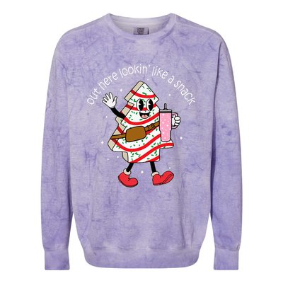 Out Here Looking Like A Snack Cute Boo Jee Xmas Trees Cakes Colorblast Crewneck Sweatshirt