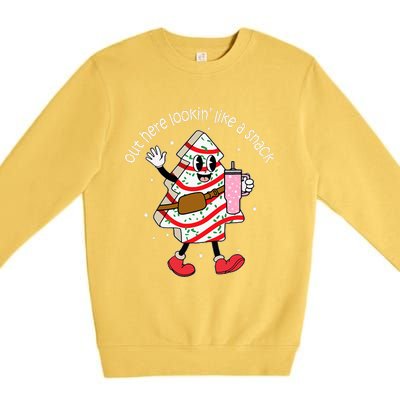 Out Here Looking Like A Snack Cute Boo Jee Xmas Trees Cakes Premium Crewneck Sweatshirt