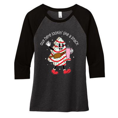 Out Here Looking Like A Snack Cute Boo Jee Xmas Trees Cakes Women's Tri-Blend 3/4-Sleeve Raglan Shirt