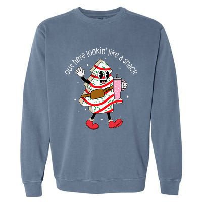 Out Here Looking Like A Snack Cute Boo Jee Xmas Trees Cakes Garment-Dyed Sweatshirt