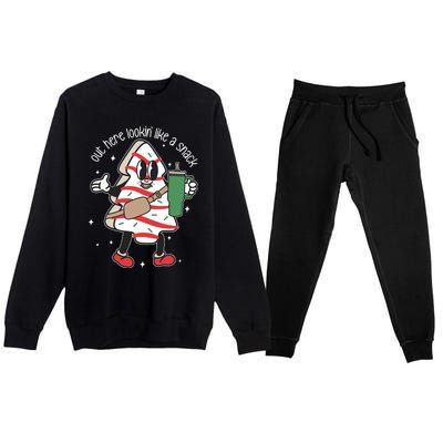 Out Here Looking Like A Snack Cute Boo Jee Xmas Trees Cakes Premium Crewneck Sweatsuit Set