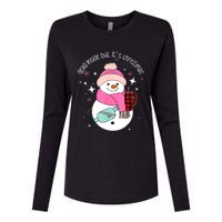 Out Here Looking Like A Snack Cute Boo Jee Xmas Snowman Womens Cotton Relaxed Long Sleeve T-Shirt