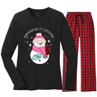 Out Here Looking Like A Snack Cute Boo Jee Xmas Snowman Women's Long Sleeve Flannel Pajama Set 